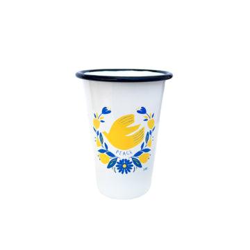CP93BLA-PEACE - Claudia Pearson x CCH Peace for Ukraine 14 oz Tumbler, Black Rim - 1