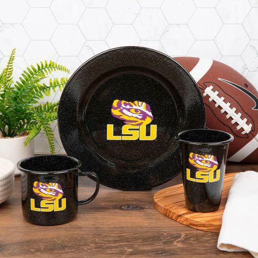 CK93BLA-LSU01-2 - Louisiana State (LSU) Enamelware 14oz Tumblers, Set of 2 - 2