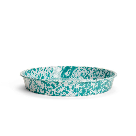 ecomposer-color-turquoise splatter, D88TQM - Splatter Cocktail Tray/Deep Dish Pizza Pan, Turquoise Splatter
