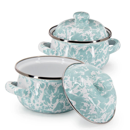 GL32S2 - Sea Glass Swirl Petite Tureens - Set of 2 1