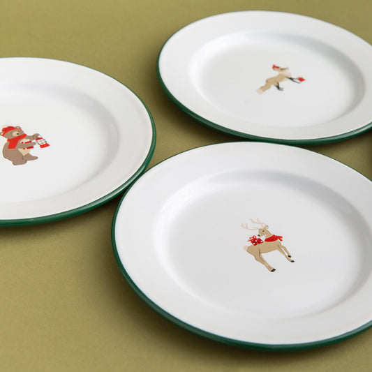 HS99GRN-ANMLSET - Helmsie x CCH Salad Plates, Set of 4, Holiday Animals - 2