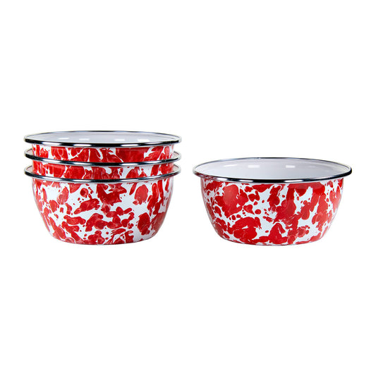 RD61S4 - Red Swirl Salad Bowls - Set of 4 2