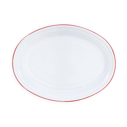 ecomposer-color-red rim, V61RED - Vintage Oval Platter, Red Rim