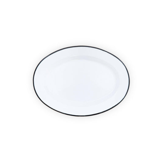 ecomposer-color-black rim, V94BLA-4 - Vintage Oval Plates, Set of 4, Black Rim