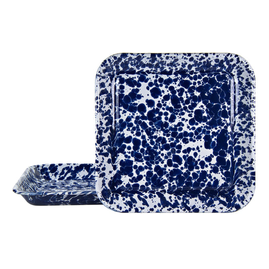 CB09S2 - Cobalt Swirl Sqaure Trays - Set of 2 1