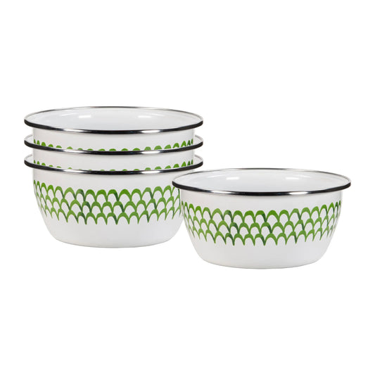 GS61S4 - Green Scallop Salad Bowls - Set of 4 1