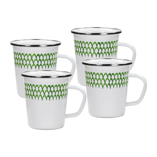GS66S4 - Green Scallop 16 oz Latte Mugs - Set of 4 1