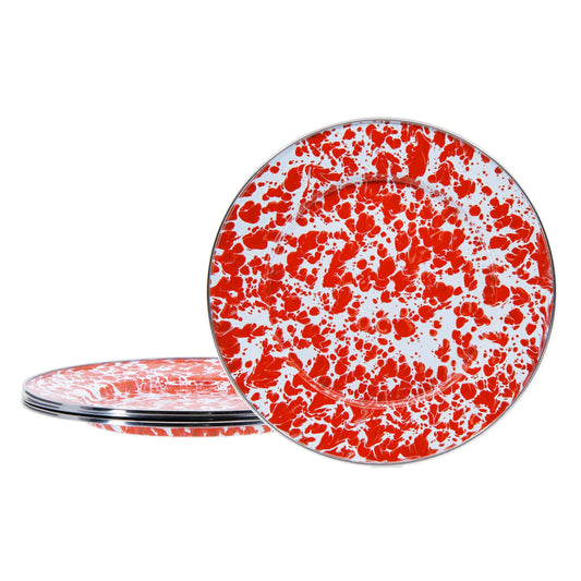 RD07S4 - Red Swirl Dinner Plates - Set of 4 1