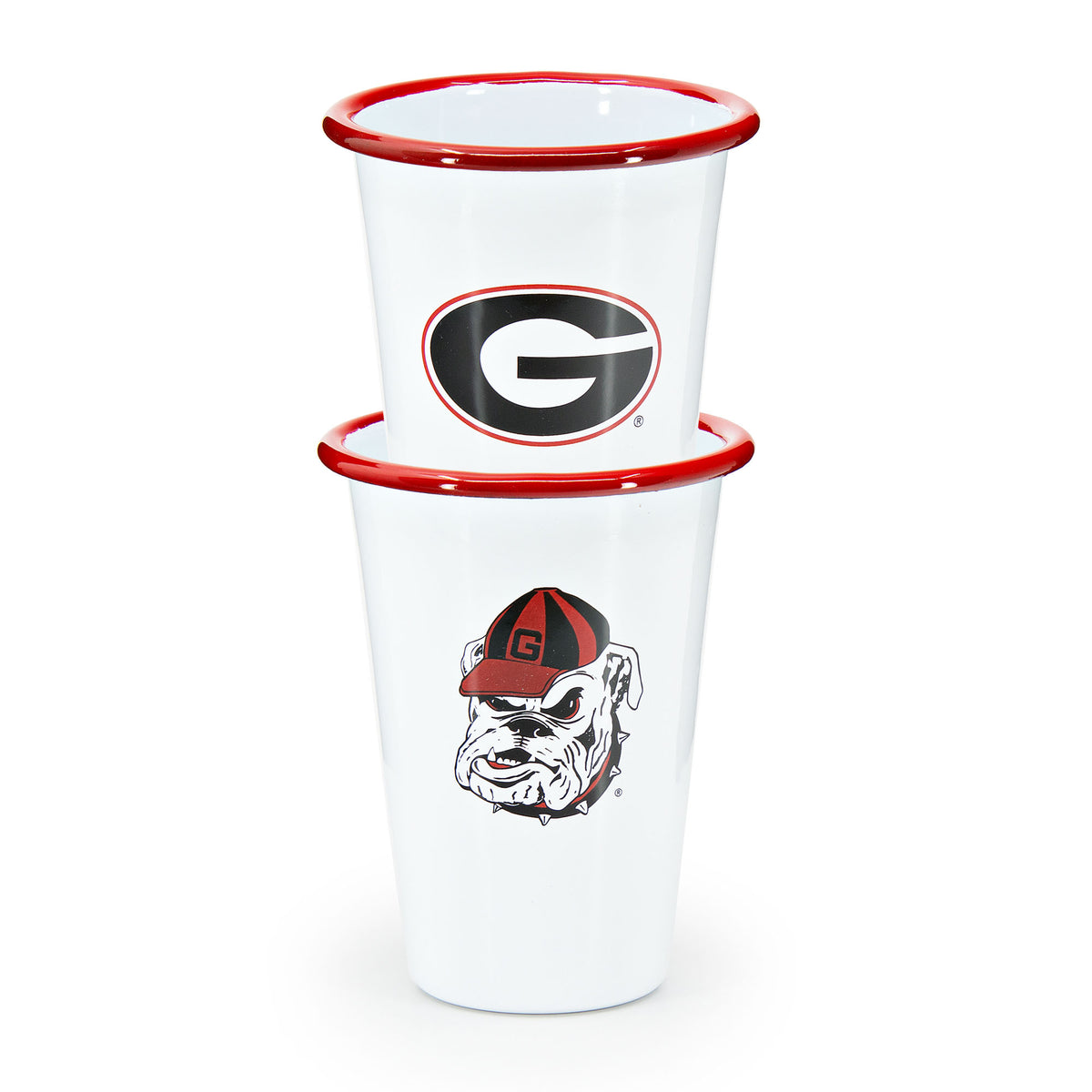 CV93RED-UGA01-2 - U of Georgia Enamelware 14oz Tumblers, Set of 2 - 1