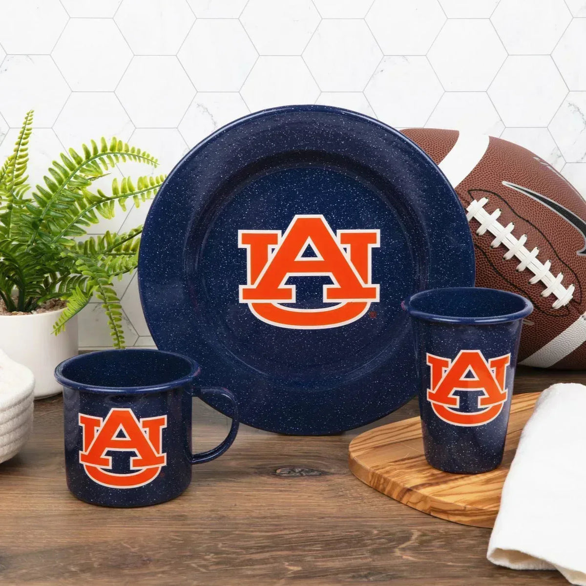CK93NVY-AU01-2 - Auburn Enamelware 14 oz Tumblers, Set of 2 - 2