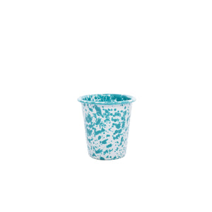 ecomposer-color-turquoise splatter, D03TQM-4 - Splatter 10 oz Short Tumblers, Set of 4, Turquoise Splatter