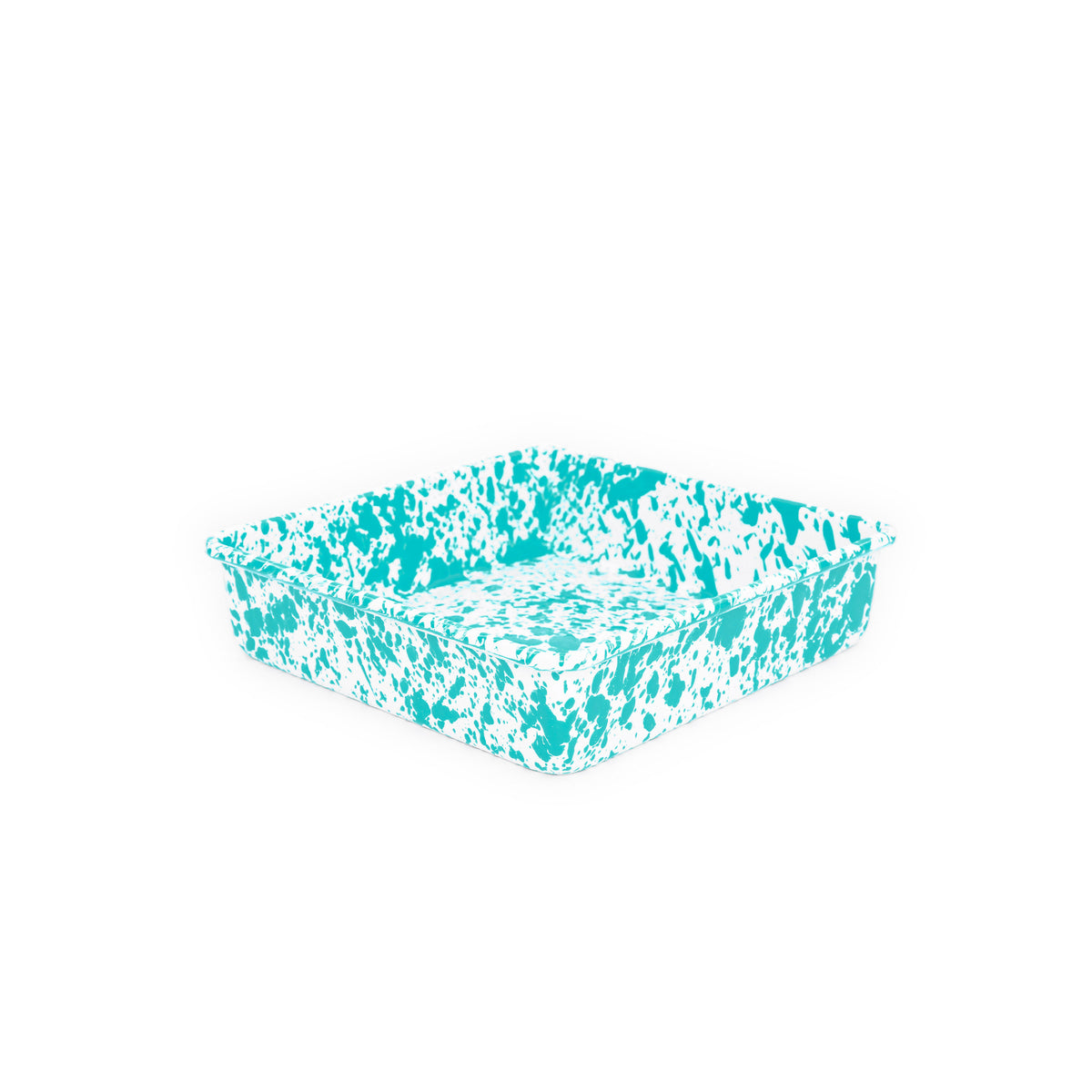 ecomposer-color-turquoise splatter, D101TQM - Splatter Square Brownie Pan, Turquoise Splatter