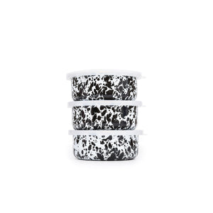 ecomposer-color-black splatter, D102BLM - Splatter 3 Piece Storage Bowl Set, Black Splatter
