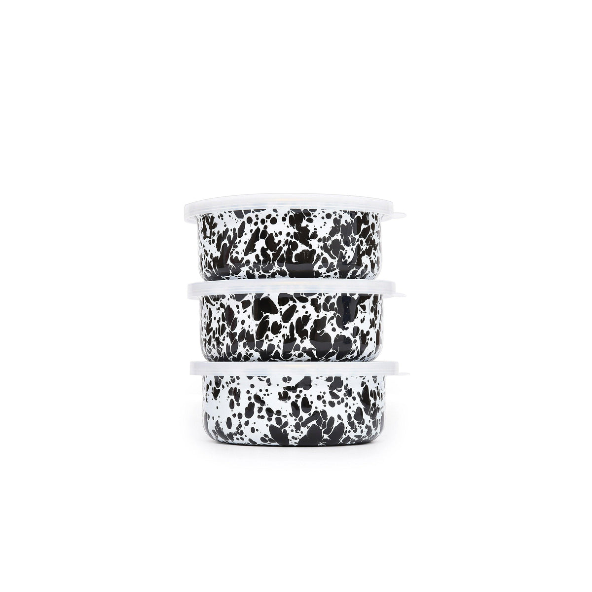 ecomposer-color-black splatter, D102BLM - Splatter 3 Piece Storage Bowl Set, Black Splatter