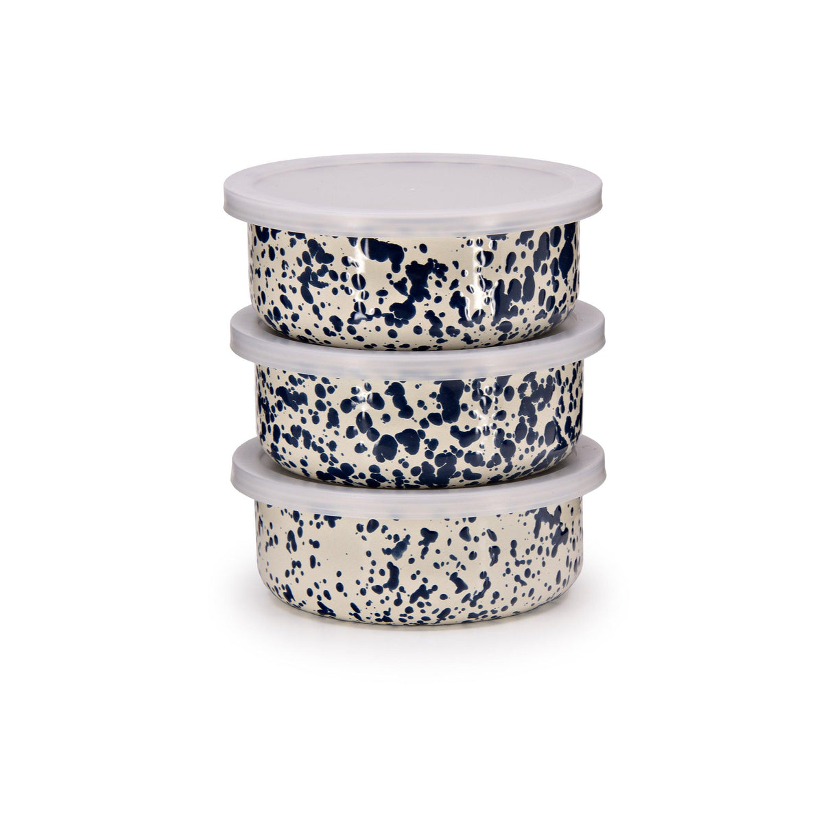 ecomposer-color-navy and cream, D102NVM - Splatter 3 Piece Storage Bowl Set, Navy and Cream