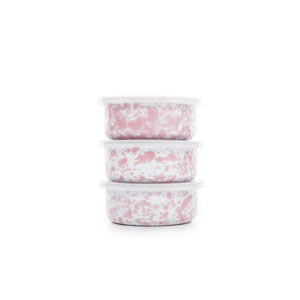 ecomposer-color-pink splatter, D102PKM - Splatter 3 Piece Storage Bowl Set, Pink Splatter