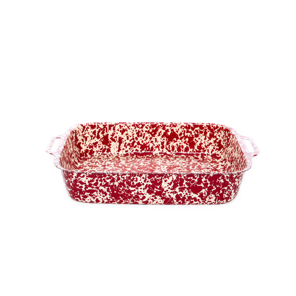 ecomposer-color-burgundy and cream, D111BRM - Splatter Lasagna Pan, Burgundy and Cream