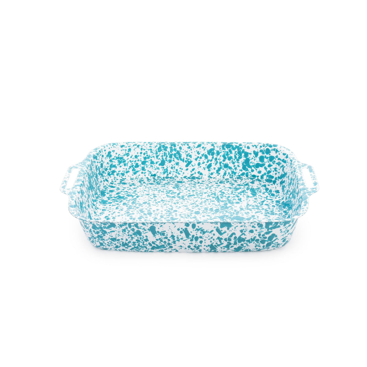 ecomposer-color-turquoise splatter, D111TQM - Splatter Lasagna Pan, Turquoise Splatter