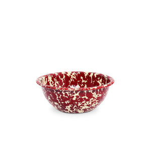 ecomposer-color-burgundy and cream, D17BRM-4 - Splatter Cereal Bowls, Set of 4, Burgundy and Cream