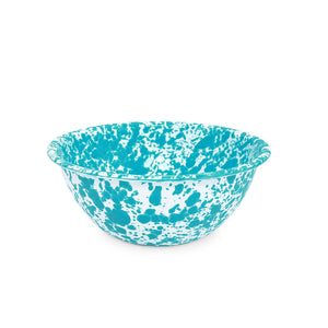 ecomposer-color-turquoise splatter, D18TQM - Splatter Small Serving Bowl, Turquoise Splatter