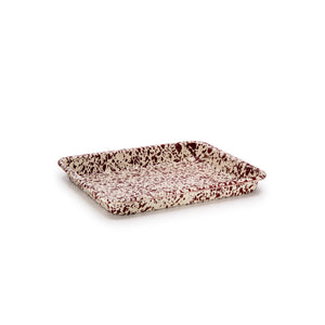 ecomposer-color-burgundy and cream, D190BRM - Splatter Small Rectangle Tray, Burgundy and Cream