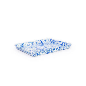 ecomposer-color-blue splatter, D190DBM - Splatter Small Rectangle Tray, Blue Splatter