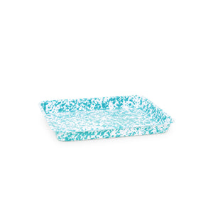 ecomposer-color-turquoise splatter, D190TQM - Splatter Small Rectangle Tray, Turquoise Splatter