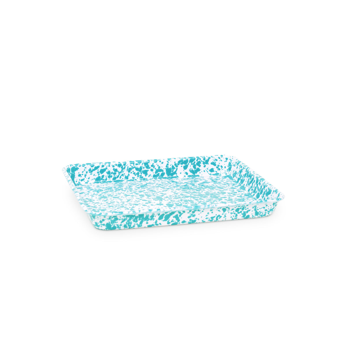 ecomposer-color-turquoise splatter, D190TQM - Splatter Small Rectangle Tray, Turquoise Splatter