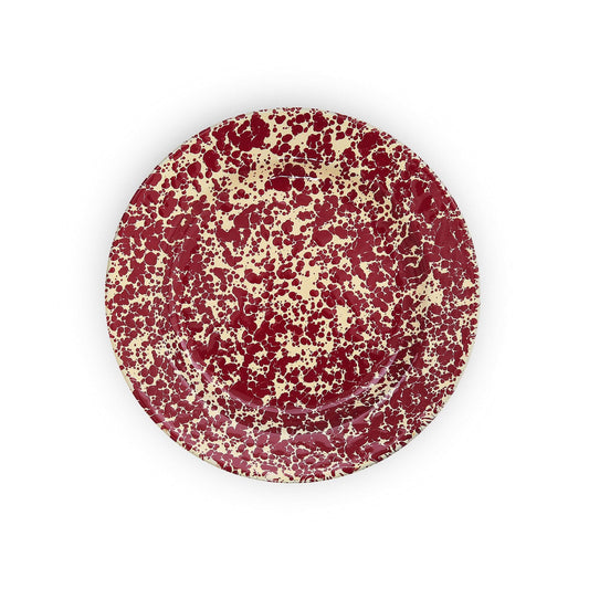 ecomposer-color-burgundy and cream, D20BRM-4 - Splattered Dinner Plates, Set of 4, Burgundy and Cream