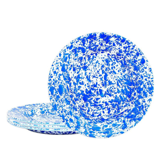 ecomposer-color-blue splatter, D20DBM-4 - Splattered Dinner Plates, Set of 4, Blue Splatter