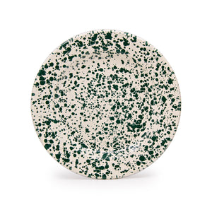 ecomposer-color-green and cream, D20GCM-4 - Splattered Dinner Plates, Set of 4, Green and Cream