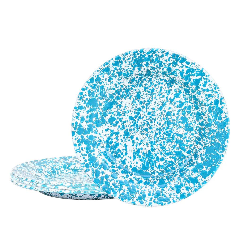 ecomposer-color-turquoise splatter, D20TQM-4 - Splattered Dinner Plates, Set of 4, Turquoise Splatter