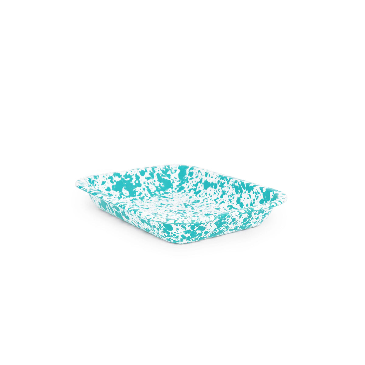 ecomposer-color-turquoise splatter, D22TQM - Splatter Small Open Roaster, Turquoise Splatter