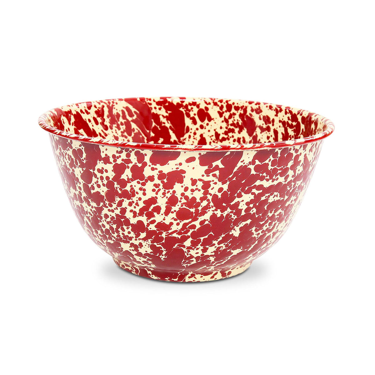 ecomposer-color-burgundy and cream, D23BRM - Splatter Large Salad Bowl, Burgundy and Cream