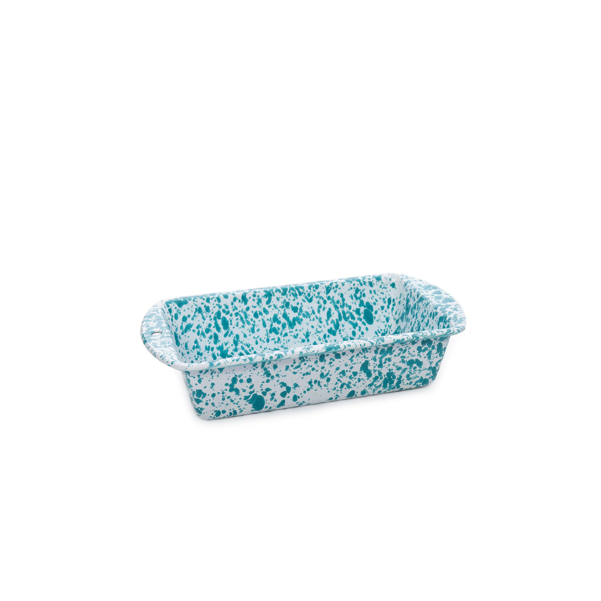 ecomposer-color-turquoise splatter, D32TQM - Splatter Loaf Pan, Turquoise Splatter