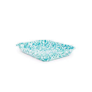 ecomposer-color-turquoise splatter, D34TQM - Splatter Large Open Roaster, Turquoise Splatter