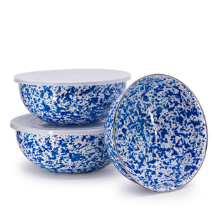 ecomposer-color-blue splatter, D54DBM - Splatter Covered Multi-Purpose Bowl Set, Blue Splatter