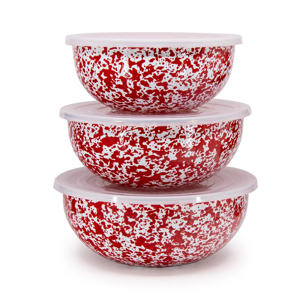 ecomposer-color-red splatter, D54RM - Splatter Covered Multi-Purpose Bowl Set, Red Splatter