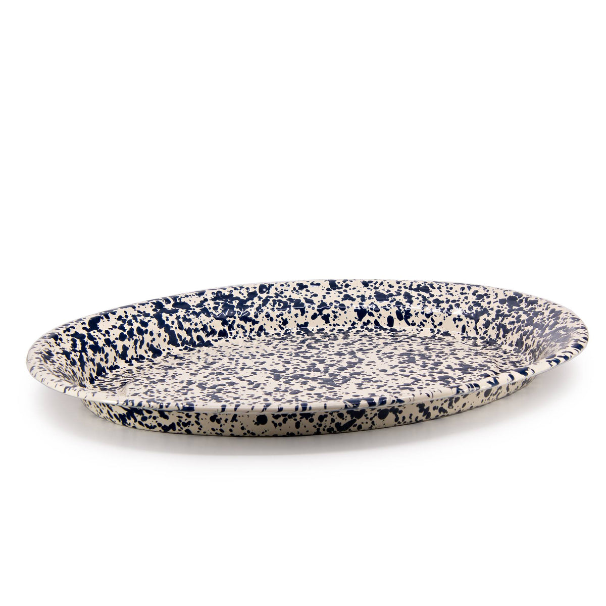 ecomposer-color-navy and cream, D61NVM - Splatter Oval Platter, Navy and Cream