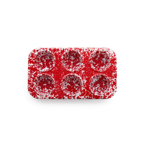 ecomposer-color-red splatter, D70RM - Splatter 6 Cup Muffin Tin, Red Splatter