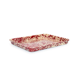 ecomposer-color-burgundy and cream, D90BRM - Splatter Large Rectangle/Jelly Roll Tray, Burgundy and Cream