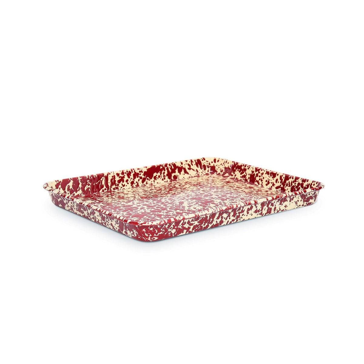 ecomposer-color-burgundy and cream, D90BRM - Splatter Large Rectangle/Jelly Roll Tray, Burgundy and Cream