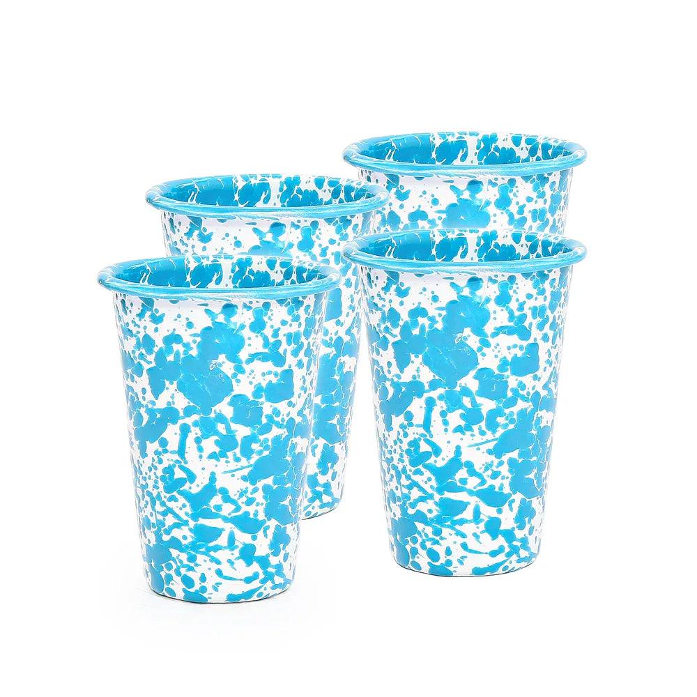 ecomposer-color-turquoise splatter, D93TQM-4 - Splattered 14oz Tumblers (Set of 4), Turquoise Splatter