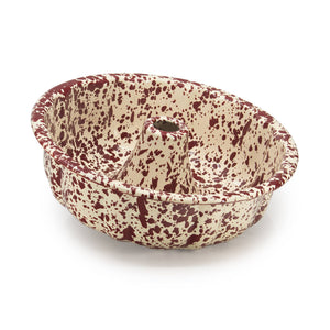 ecomposer-color-burgundy and cream, D96BRM - Splatter Bundt Pan, Burgundy and Cream