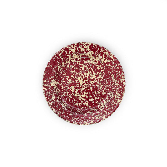 ecomposer-color-burgundy and cream, D99BRM-4 - Splatter Flat Salad Plates, Set of 4, Burgundy and Cream