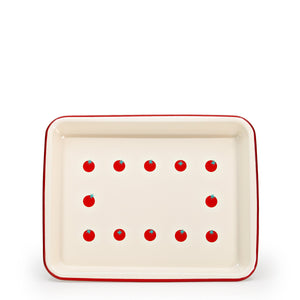 ecomposer-color-red rim, DP190TOMRED - Dan Pelosi x CCH Tomato Small Rectangle Tray, Red Rim