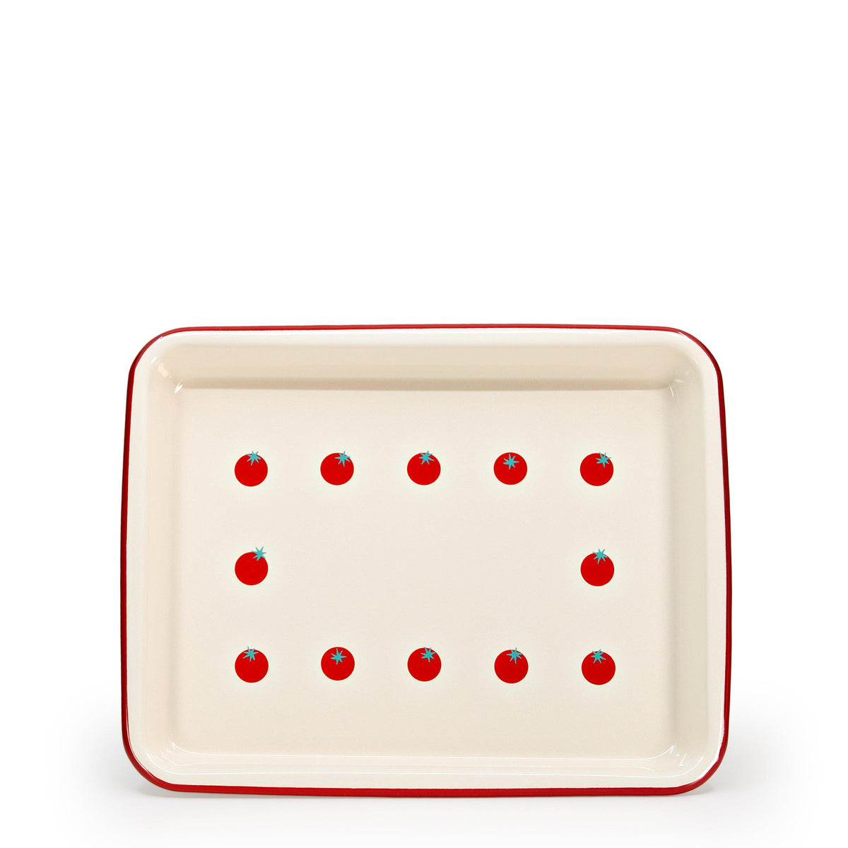 ecomposer-color-red rim, DP190TOMRED - Dan Pelosi x CCH Tomato Small Rectangle Tray, Red Rim