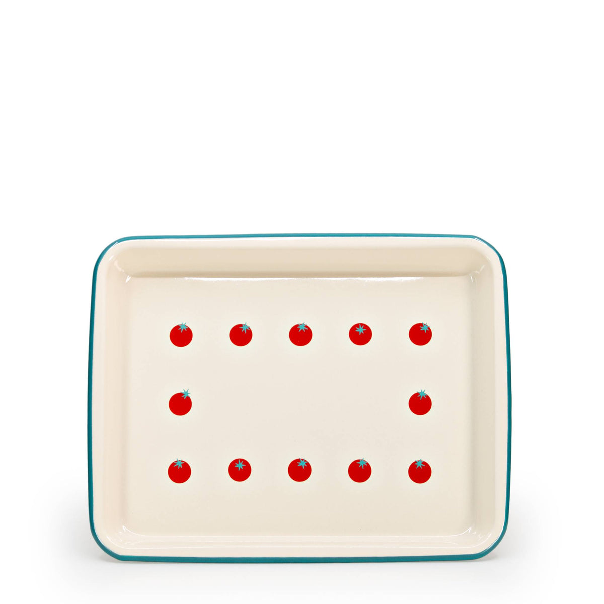 ecomposer-color-turquoise rim, DP190TOMTUR - Dan Pelosi x CCH Tomato Small Rectangle Tray, Turquoise Rim