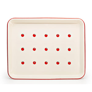 ecomposer-color-red rim, DP90TOMRED - Dan Pelosi x CCH Tomato Large Rectangle/Jelly Roll Tray, Red Rim