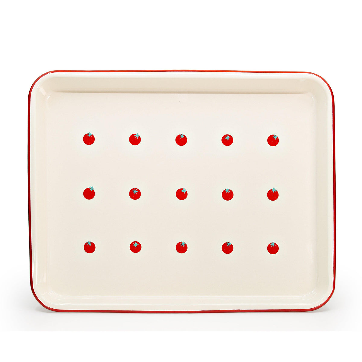 ecomposer-color-red rim, DP90TOMRED - Dan Pelosi x CCH Tomato Large Rectangle/Jelly Roll Tray, Red Rim